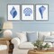 Stupell Industries Blue Chinoiserie Seashells 3pc Framed Giclee Set, design by Courtney Prahl